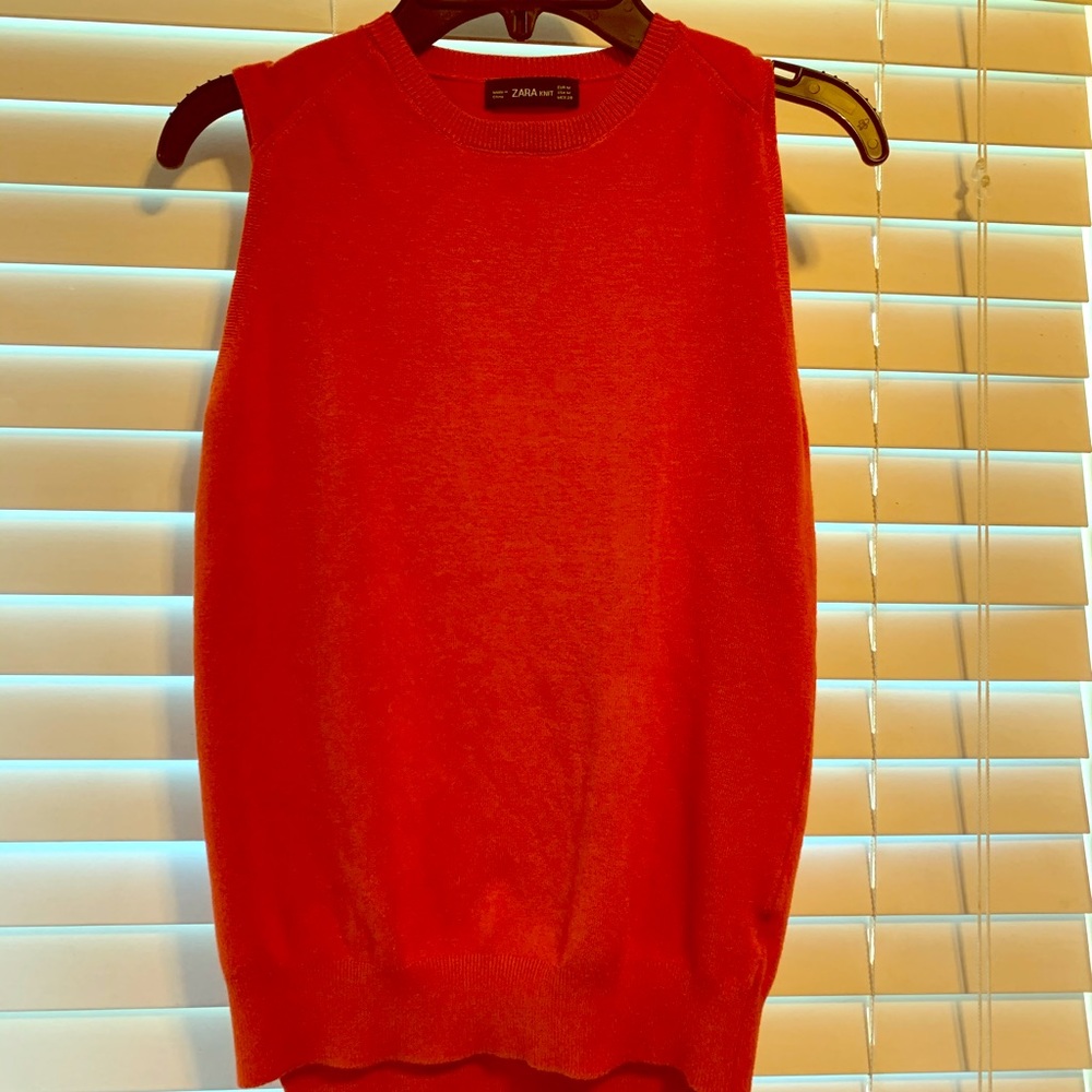 Zara sweater tank in poppy
